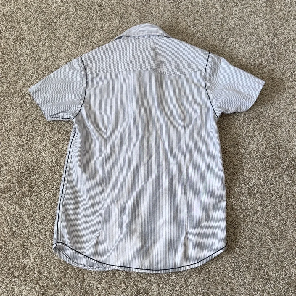 191 Unlimited Button down short sleeve collared striped tshirt shirt boys size 6 - Picture 6 of 6